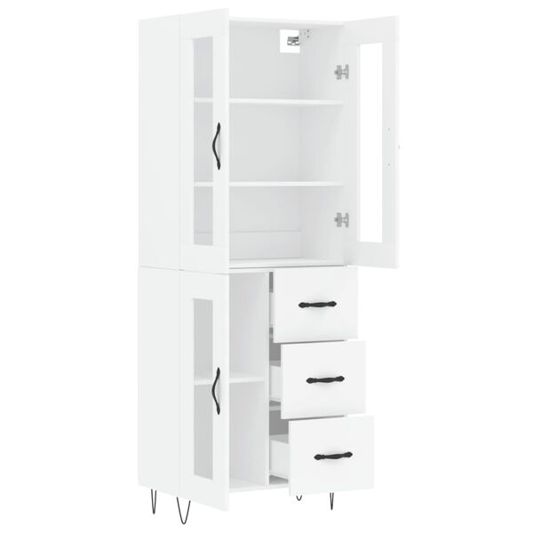 vidaXL Highboard hvit 69,5x34x180 cm konstruert tre