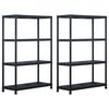 vidaXL Oppbevaringshylle 2 stk svart 220 kg 90x40x138 cm plast