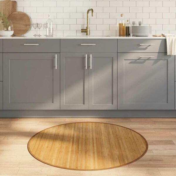 vidaXL Teppe rund naturell 100 cm bambus