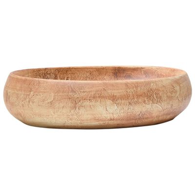 vidaXL Benkeservant brun oval 59x40x15 cm keramikk