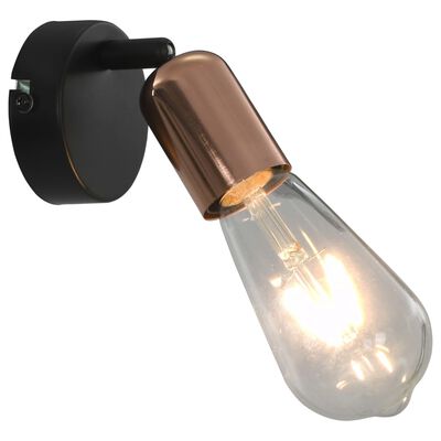 vidaXL Spotlys 2 stk med glødelamper 2 W svart og kobber E27