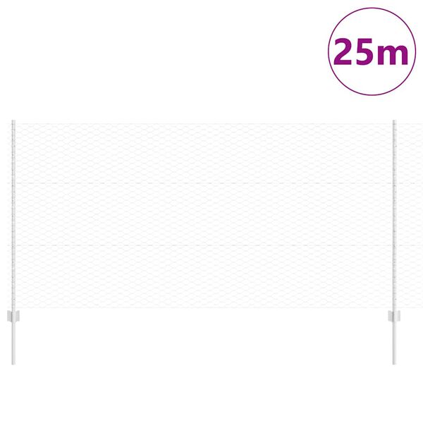 vidaXL Gjerde med stolpe s&oslash;lv 1,2 x 25 m St&aring;l