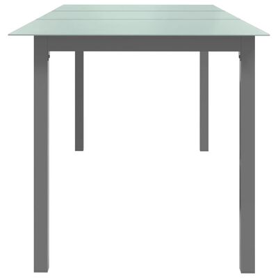 vidaXL Hagebord lys grå 190x90x74 cm aluminium og glass
