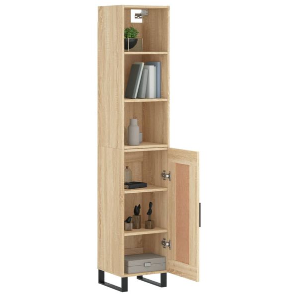 vidaXL Highboard sonoma eik 34,5x34x180 cm konstruert tre