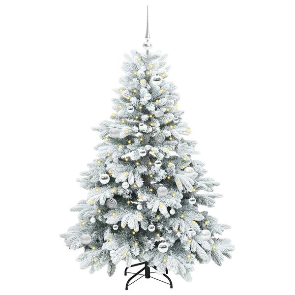 vidaXL Kunstig juletre med 150 LED med stativ Hvit 150 cm PE og PVC