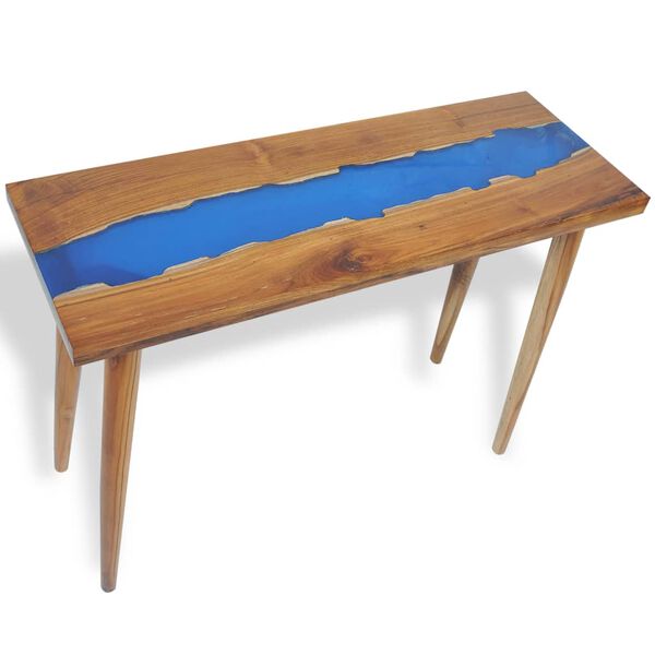 vidaXL Konsollbord teak harpiks 100x35x75 cm