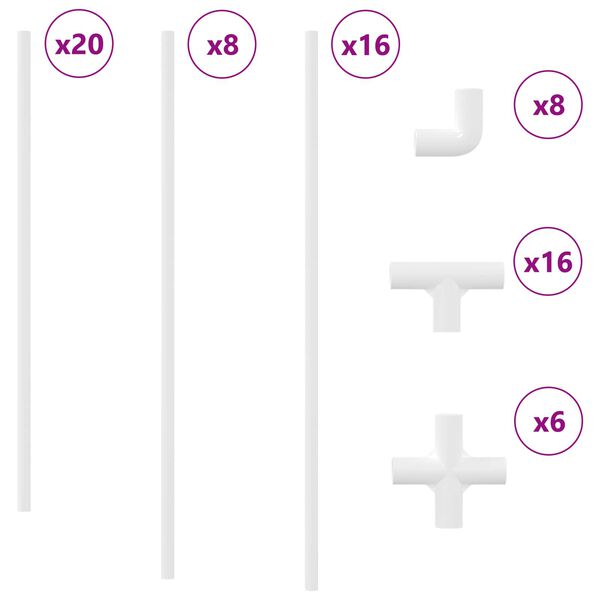 vidaXL PVC R&oslash;r 2 pcs Hvit 12,2 x 1,8 x 500 mm Materialpp og PE