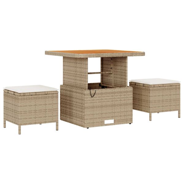 vidaXL Hage Spisegruppe Beige Poly rattan