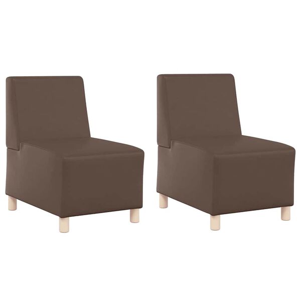 vidaXL Modul Sofa Enhet Armfri 2 pcs Brun 55 x 74 x 82 cm Kunstl&aelig;r