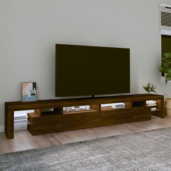 vidaXL TV-benk med LED-lys brun eik 260x36,5x40 cm