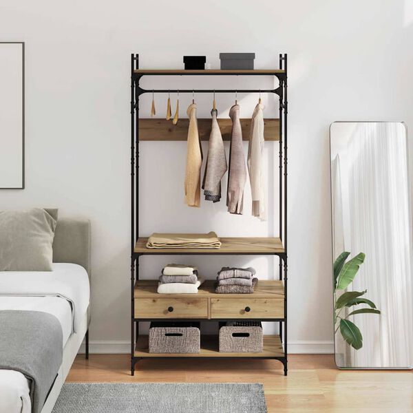 vidaXL Garderobeskap artisan eik 89 x 39 x 184.5 cm Konstruert tre