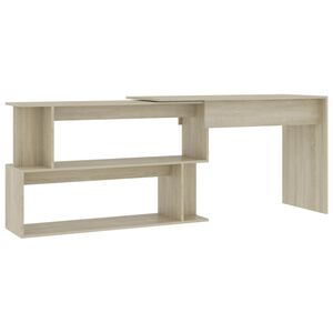 vidaXL Skrivebord for hj&oslash;rne sonoma eik 200x50x76 cm konstruert tre