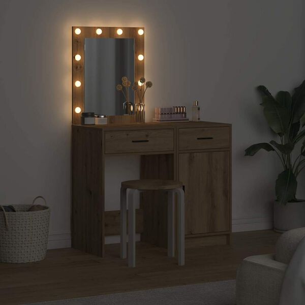 vidaXL Sminkebord med skuff 2 pcs Brun 50 x 41 x 135 cm Konstruert tre