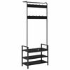 vidaXL Kleshenger med hylle Svart Eik 75 x 34 x 184 cm Konstruert tre