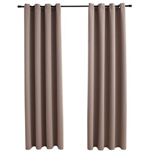 vidaXL Lystette gardiner med metallringer 2 stk gr&aring;brun 140x175 cm