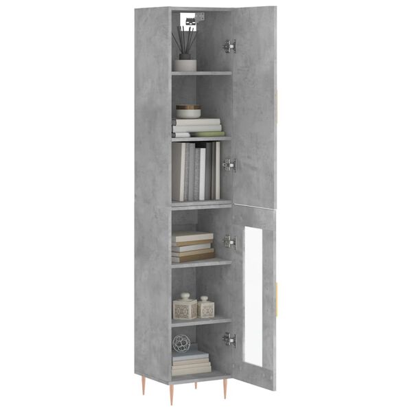 vidaXL Highboard betonggr&aring; 34,5x34x180 cm konstruert tre
