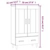 vidaXL Highboard hvit 70x31x115 cm konstruert tre