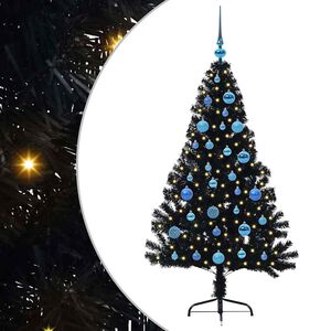 vidaXL Kunstig Forh&aring;ndsopplyst Juletre med 150 LED Svart 150 cm PVC