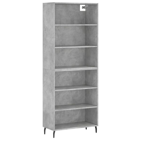 vidaXL Highboard betonggr&aring; 69,5x32,5x180 cm konstruert tre