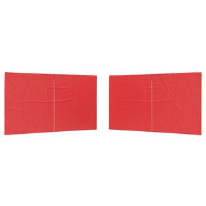 vidaXL Party Telt Sidevegg 2 pcs R&oslash;d 400 x 195 cm PE og st&aring;l