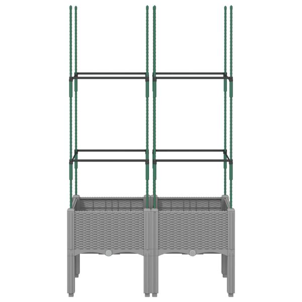 vidaXL Plantekasse med espalier lysegr&aring; 80x40x142,5 cm PP