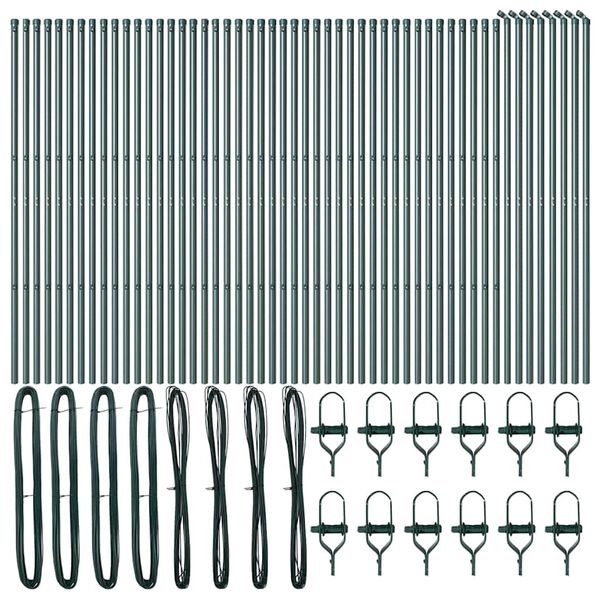 vidaXL Gjerdepåle Annet 52 pcs grønn 3,2 x 3,2 x 170 cm Stål