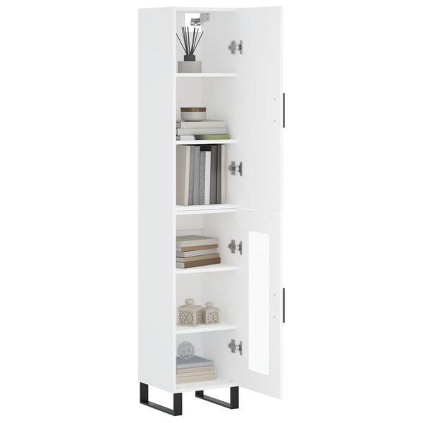 vidaXL Highboard hvit 34,5x34x180 cm konstruert tre