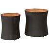 vidaXL Utend&oslash;rs sidebord med treplate 2 stk svart polyrotting