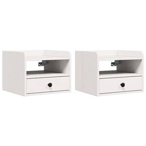 vidaXL Nattbord 2 stk. Hvit 38 x 36 x 29,5 cm Heltre furu