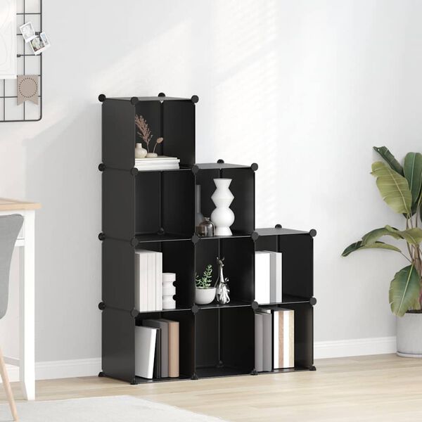 vidaXL Oppbevaringskuber med 9 kuber svart PP