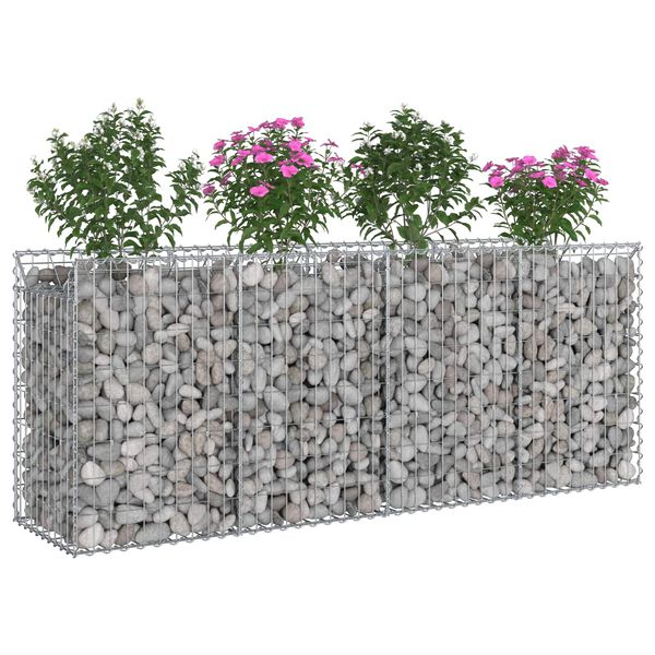 vidaXL Gabion hevet seng 2 pcs s&oslash;lv 200 x 50 x 80 cm Galvanisert St&aring;l