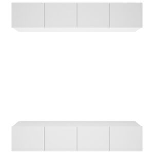 vidaXL TV-benker 4 stk hvit 80x30x30 cm konstruert tre
