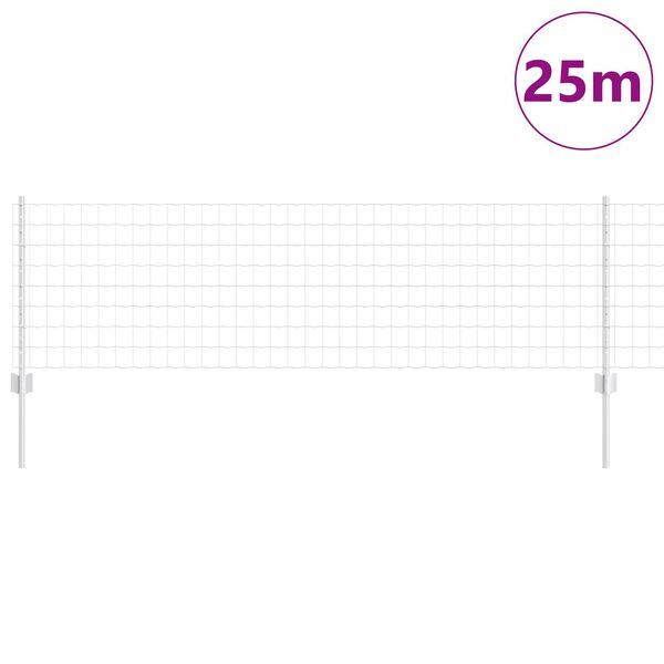 vidaXL Gjerde med stolpe s&oslash;lv 0,6 x 25 m St&aring;l