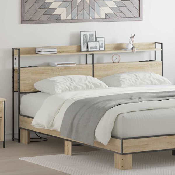 vidaXL Lagringshodegavl med hylle Sonoma eik 200 cm Konstruert tre