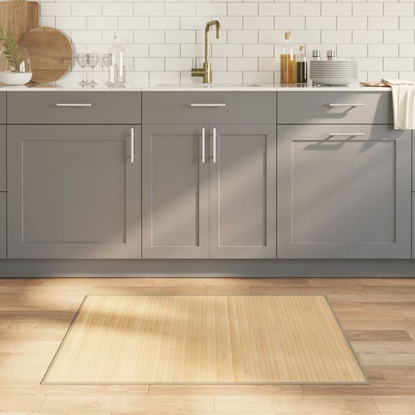 vidaXL Teppe rektangul&aelig;r lys naturell 80x100 cm bambus