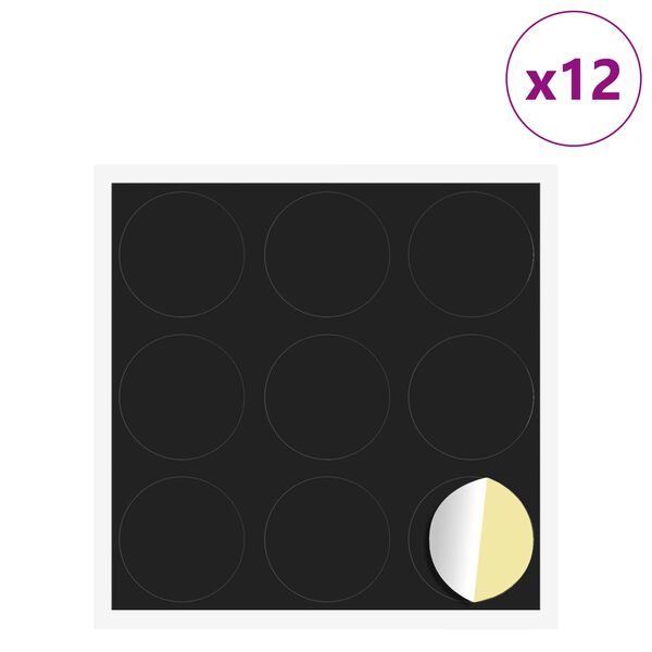 vidaXL Klebende skrue deksel 12 pcs Svart &Oslash; 20 x 0,5 mm Belagt papir