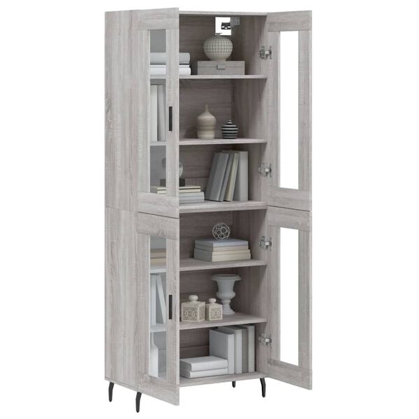 vidaXL Highboard gr&aring; sonoma 69,5x34x180 cm konstruert tre