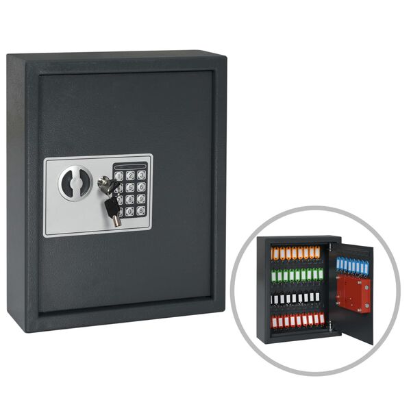 vidaXL N&oslash;kkelsafe m&oslash;rkegr&aring; 30x10x36,5 cm