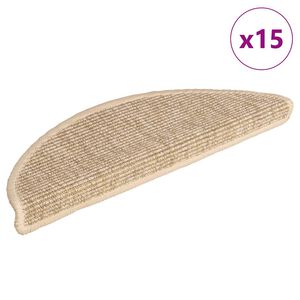 vidaXL Trappematter 15 stk 56x17x3 cm lys beige halvrund