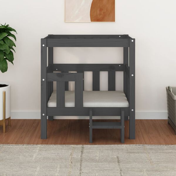 vidaXL Hundeseng gr&aring; 65,5x50,5x70 cm heltre furu