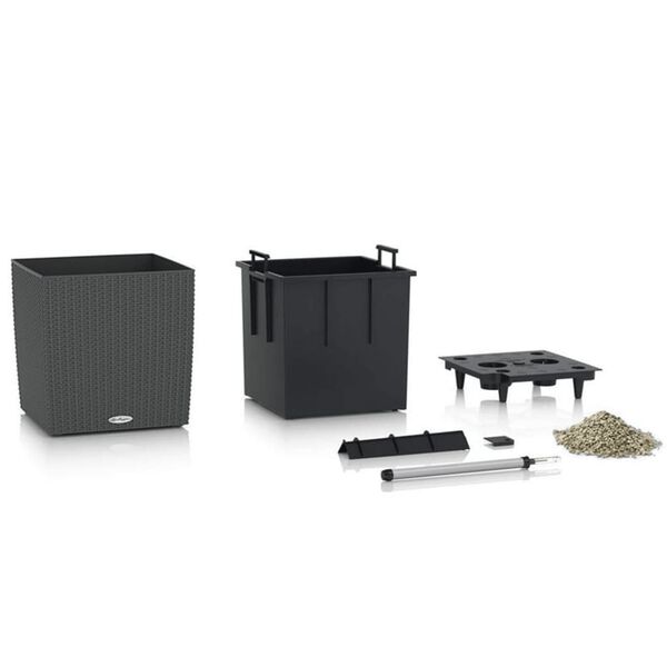 LECHUZA Plantekasse CUBE Cottage 50 ALL-IN-ONE granittsvart