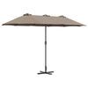 vidaXL Hageparasol Gr&aring;brun 370 x 197 x 239 cm Polyester og aluminium