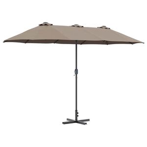 vidaXL Hageparasol 370 x 197 x 239 cm Polyester og aluminium Gr&aring;brun