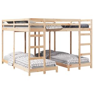 vidaXL Trippel K&oslash;yesengramme Naturlig 80 / 200 x 200 cm Massiv furu