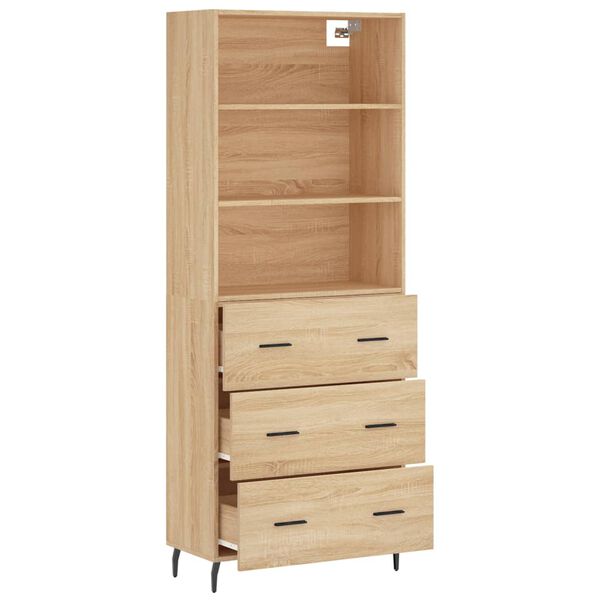 vidaXL Highboard sonoma eik 69,5x34x180 cm konstruert tre