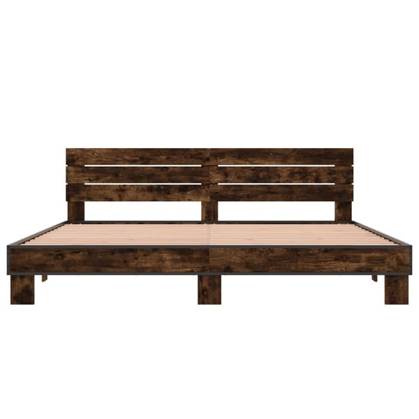 vidaXL Sengeramme r&oslash;kt eik 200x200 cm konstruert tre og metall