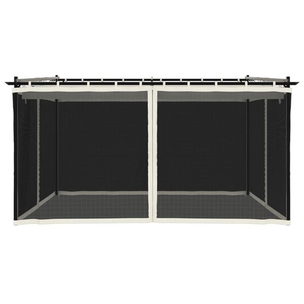 vidaXL Paviljong med nettingvegger kremhvit 4x3 m stål