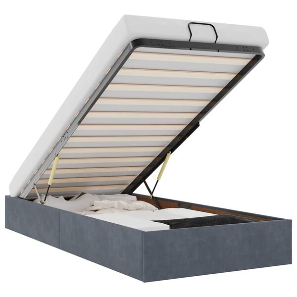 vidaXL Ottoman sengeramme uten madrass mørkegrå enkelt fløyel