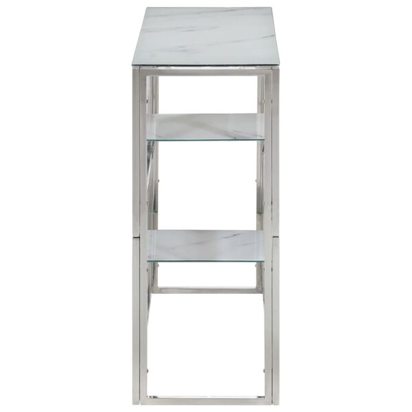 vidaXL Konsollbord s&oslash;lv rustfritt st&aring;l og herdet glass