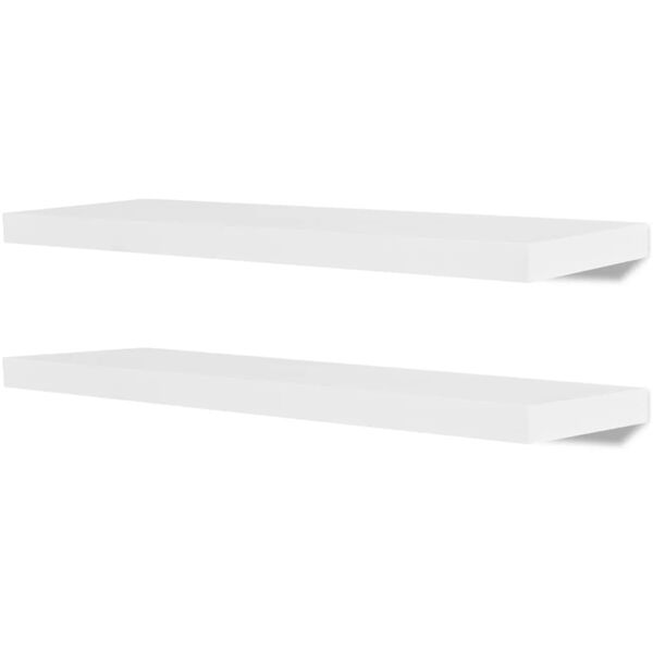 vidaXL Flytende vegghyller 2 stk MDF bok/DVD-oppbevaring hvit